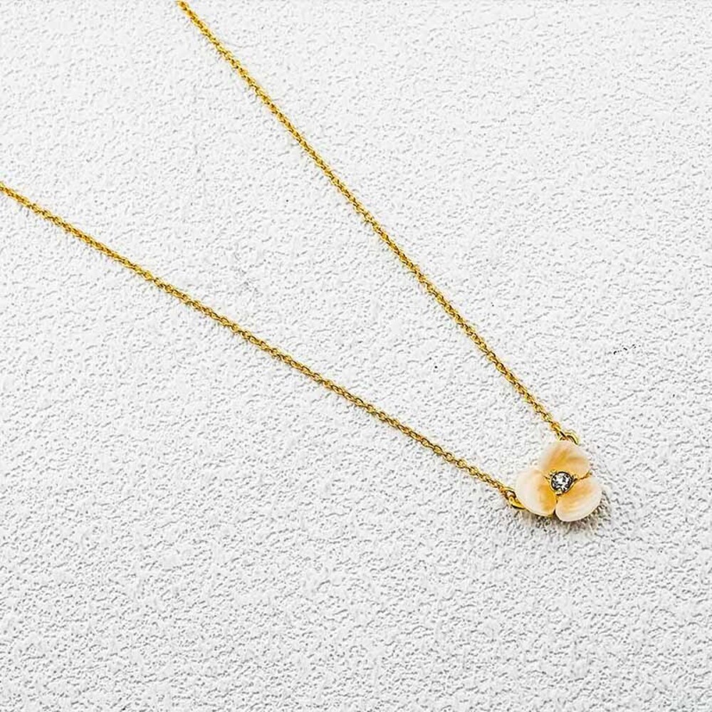 kate spade Gold Chain Necklace with Cream Flower Pendant